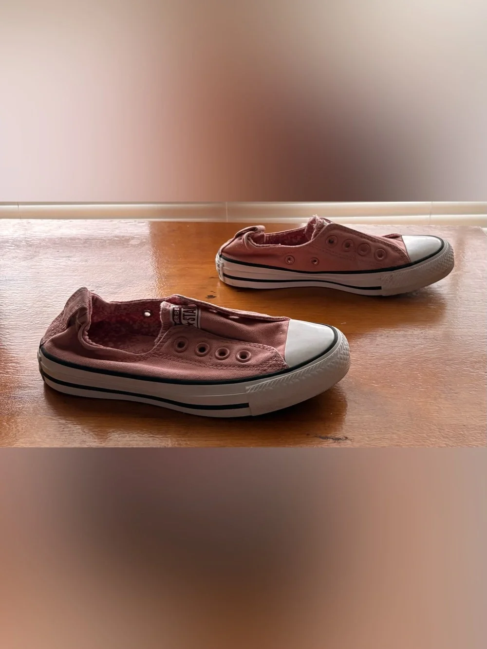 Converse Slip-On Canvas Sneakers - Mauve Pink & White